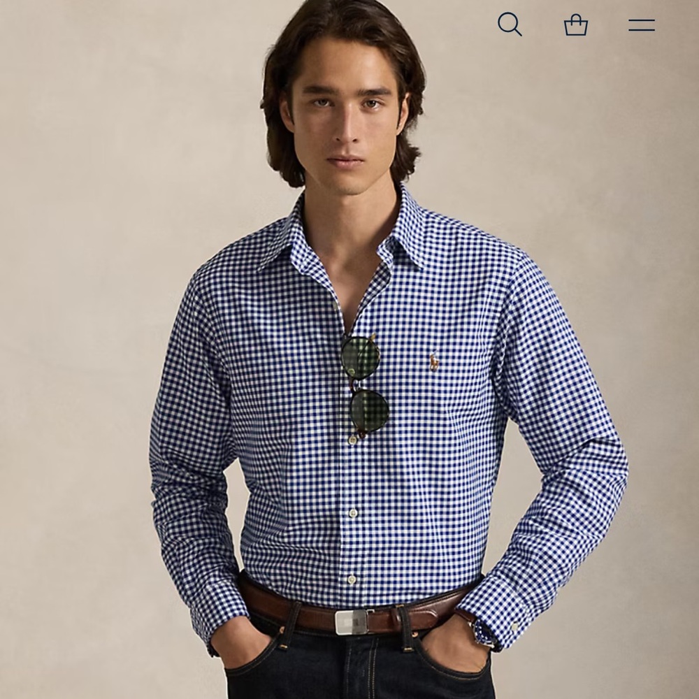 Polo by Ralph Lauren (Green) Gingham Men's Classic Fit Button Down Shirt NWOT